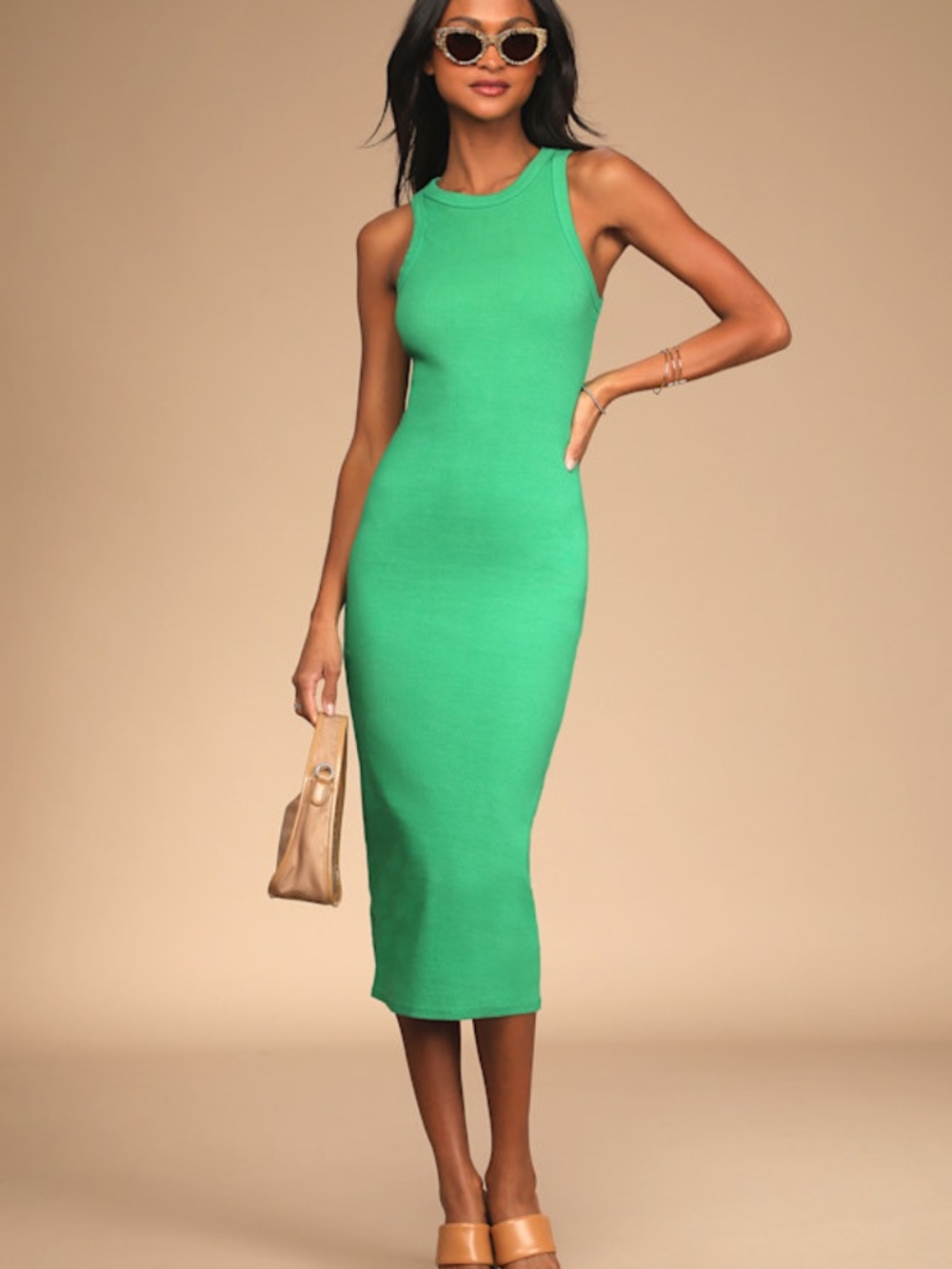 Lulus Majorly Trendy Green Ribbed Bodycon Midi Dress - Size XL